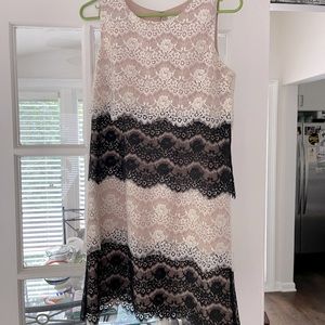 Jessica Simpson black and cream lace cocktail dress